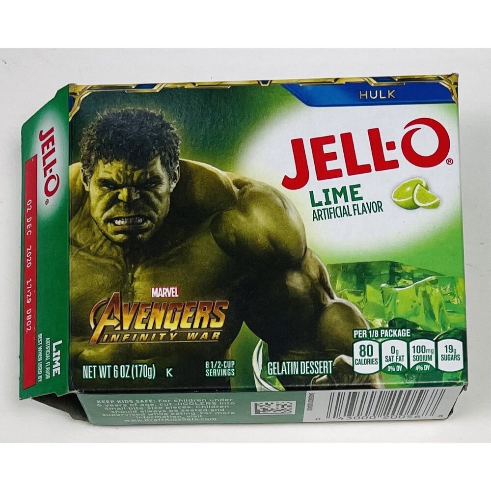 2020 JELL-O Lime Marvel Avengers Infinity War HULK Collectible *EMPTY BOX ONLY*
